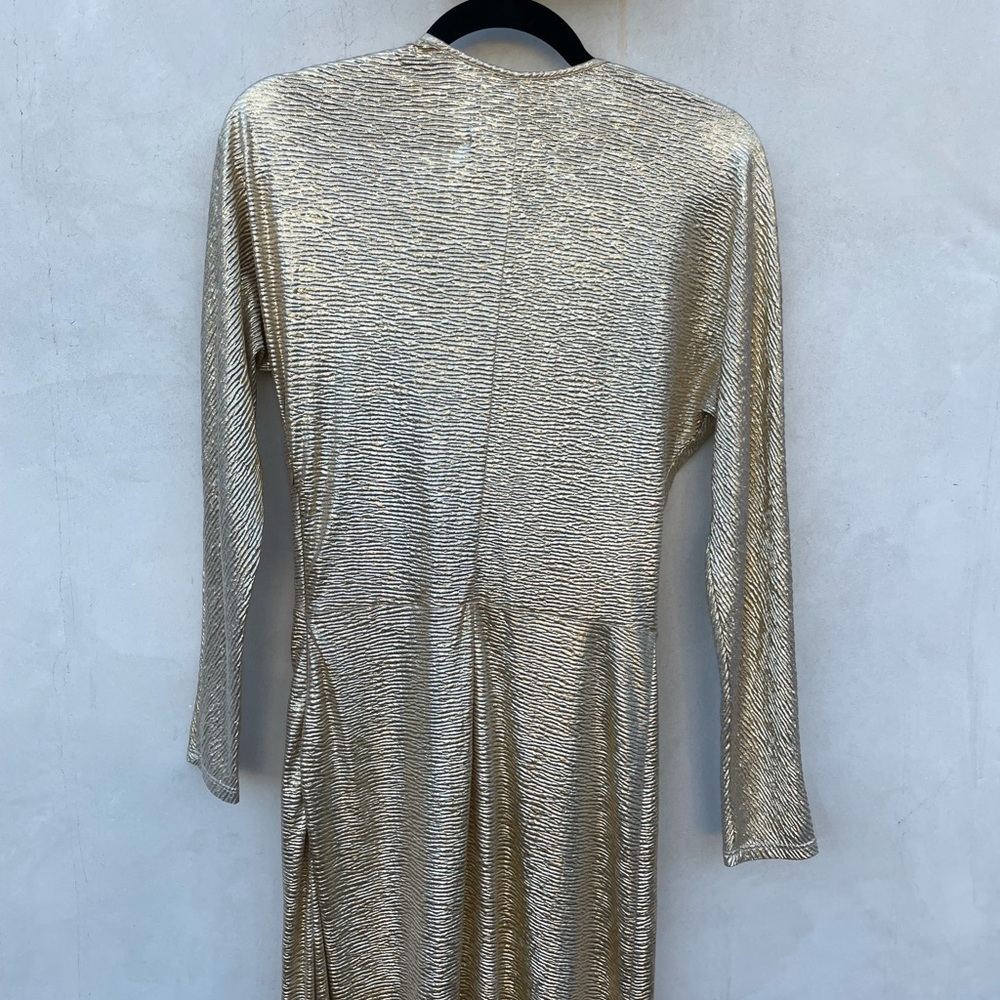 ❌SOLD❌Reformation Metallic Gold Twist Front Slit Gown Maxi Dress - Picture 6 of 8